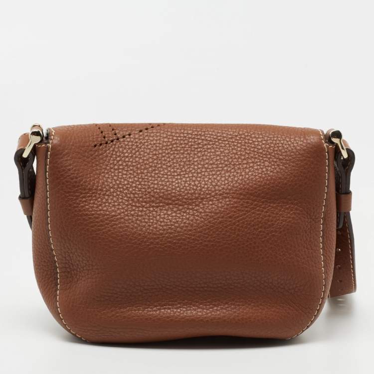 Pre Owned CH Carolina Herrera Brown Leather Flap Crossbody Bag