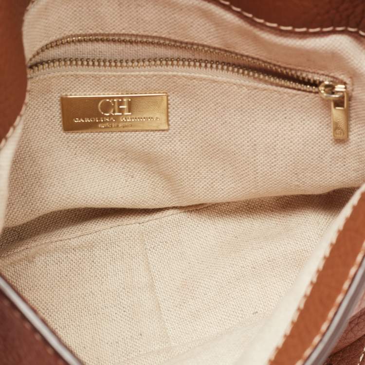 Pre Owned CH Carolina Herrera Brown Leather Flap Crossbody Bag