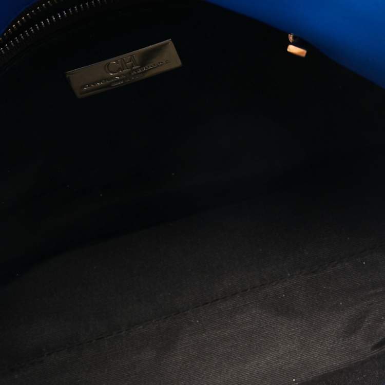 Pre Owned CH Carolina Herrera Blue Quilted Leather Flap Chain Shoulder Bag