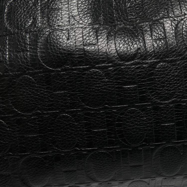 Pre Owned CH Carolina Herrera Black Monogram Leather Shoulder Bag