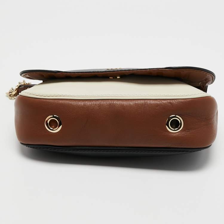 Pre Owned CH Carolina Herrera Tricolor Leather Flap Chain Shoulder Bag