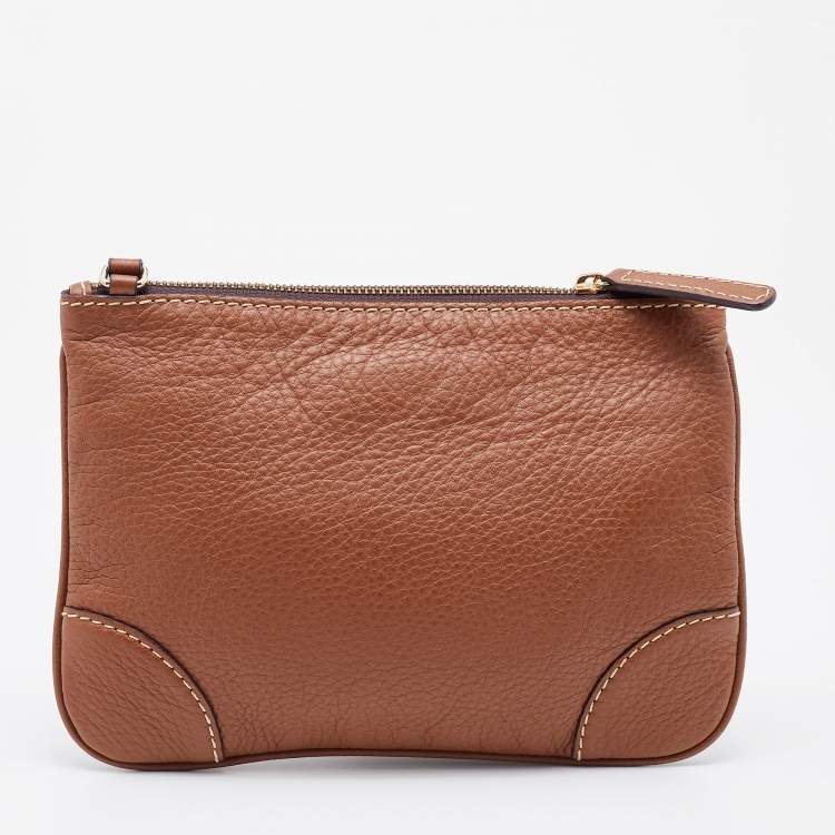 Pre Owned CH Carolina Herrera Brown Leather CH Crossbody Bag
