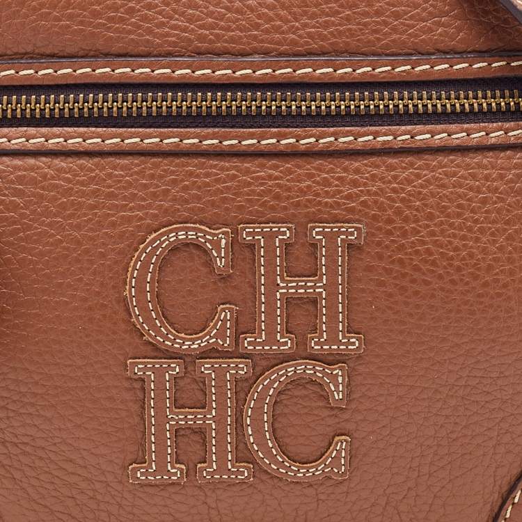 Pre Owned CH Carolina Herrera Brown Leather CH Crossbody Bag