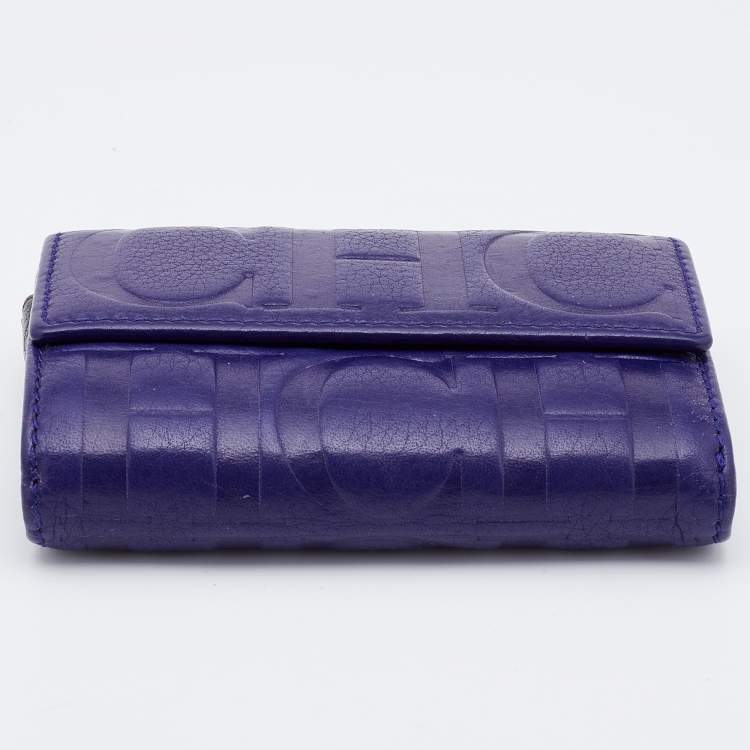 Pre Owned CH Carolina Herrera Indigo Leather Compact Wallet