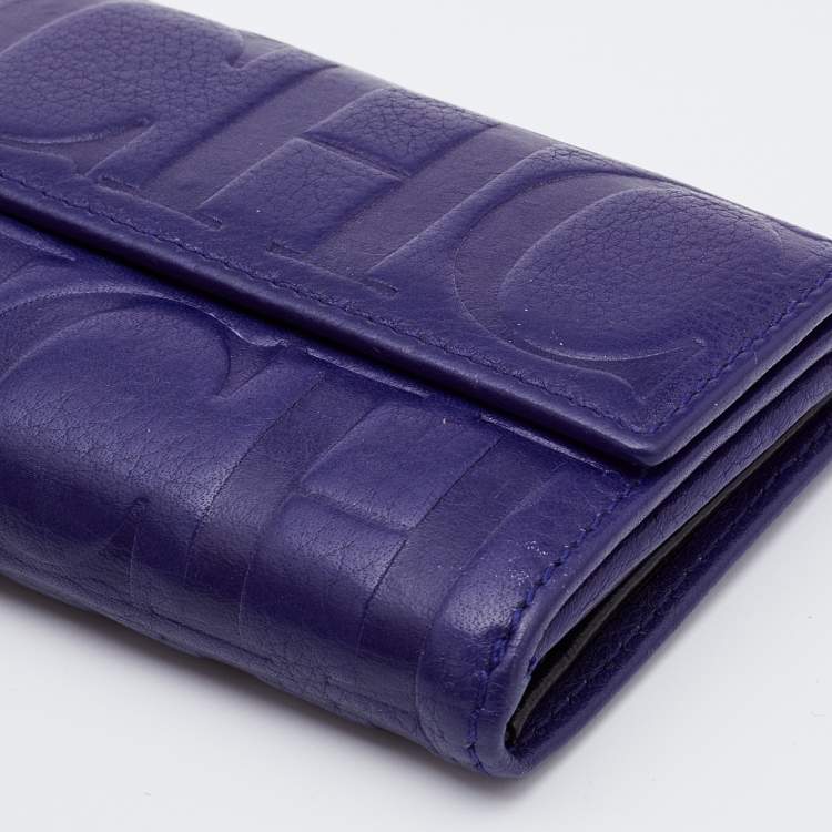 Pre Owned CH Carolina Herrera Indigo Leather Compact Wallet