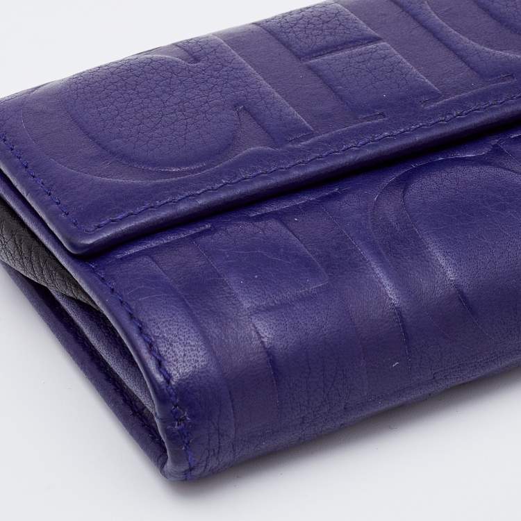 Pre Owned CH Carolina Herrera Indigo Leather Compact Wallet