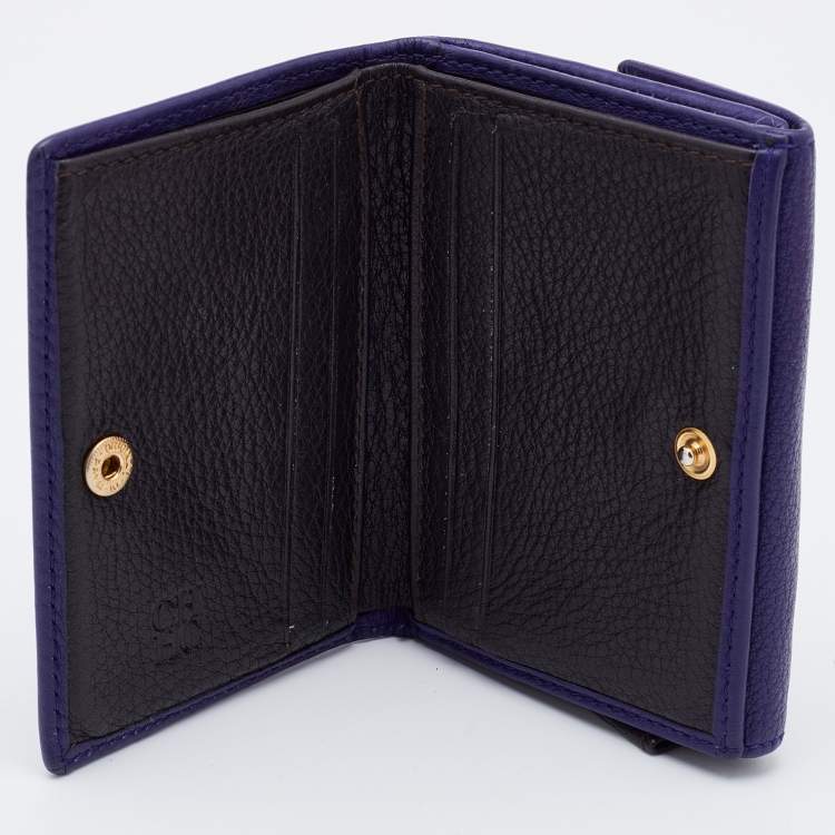 Pre Owned CH Carolina Herrera Indigo Leather Compact Wallet