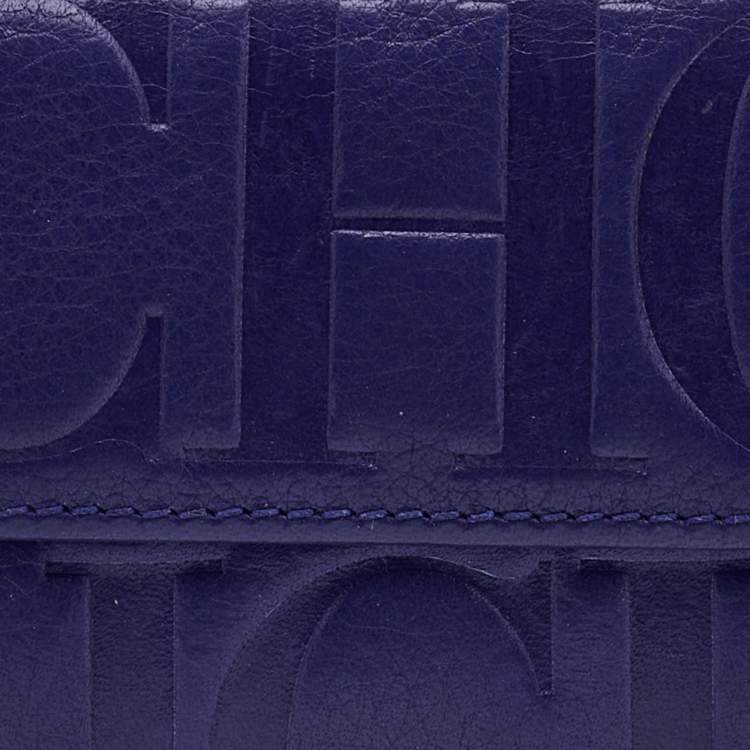 Pre Owned CH Carolina Herrera Indigo Leather Compact Wallet