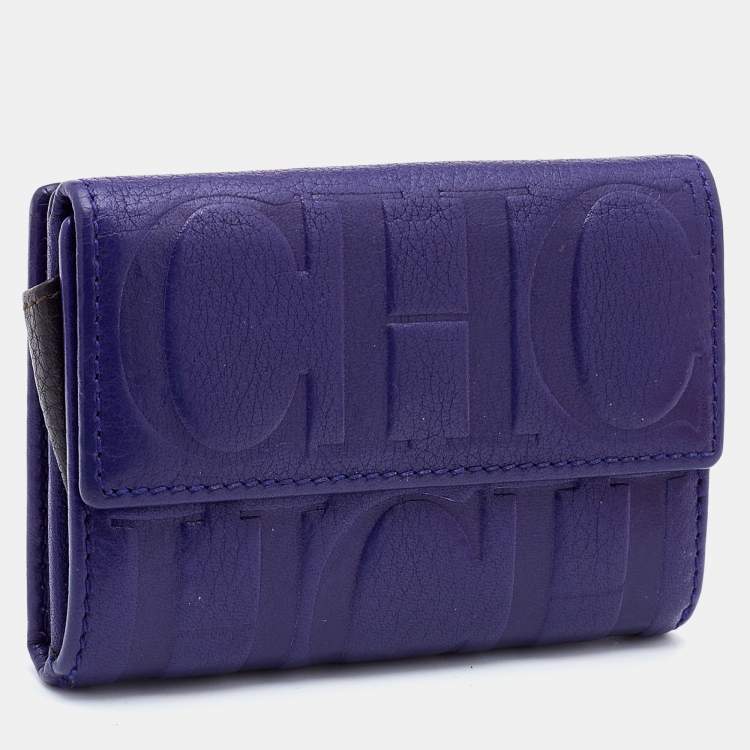Pre Owned CH Carolina Herrera Indigo Leather Compact Wallet