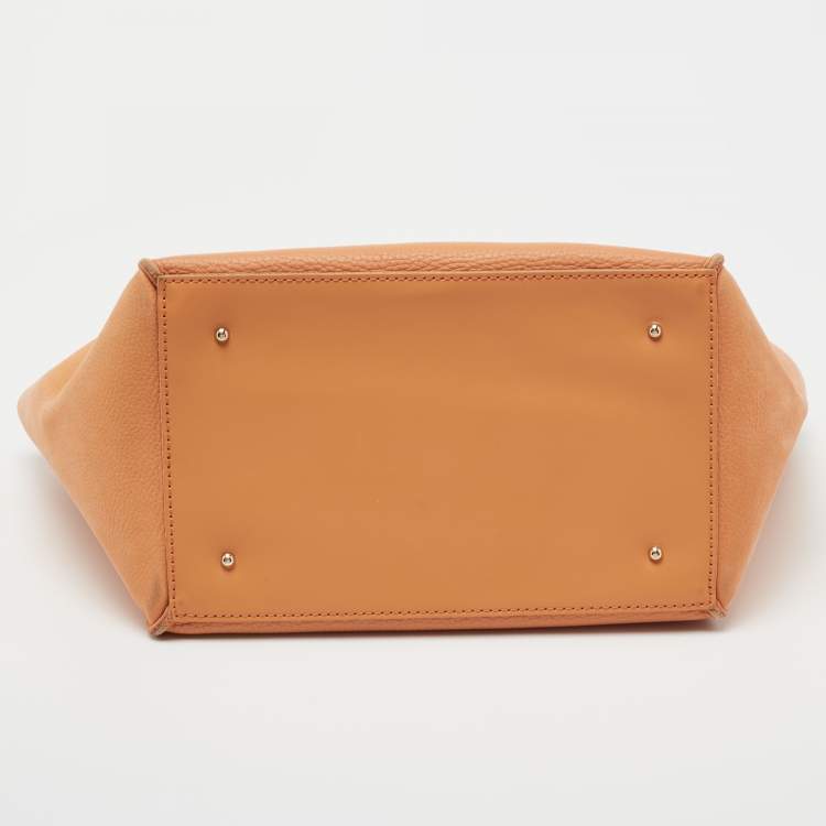 Pre Owned CH Carolina Herrera Orange Leather Vendome Tote