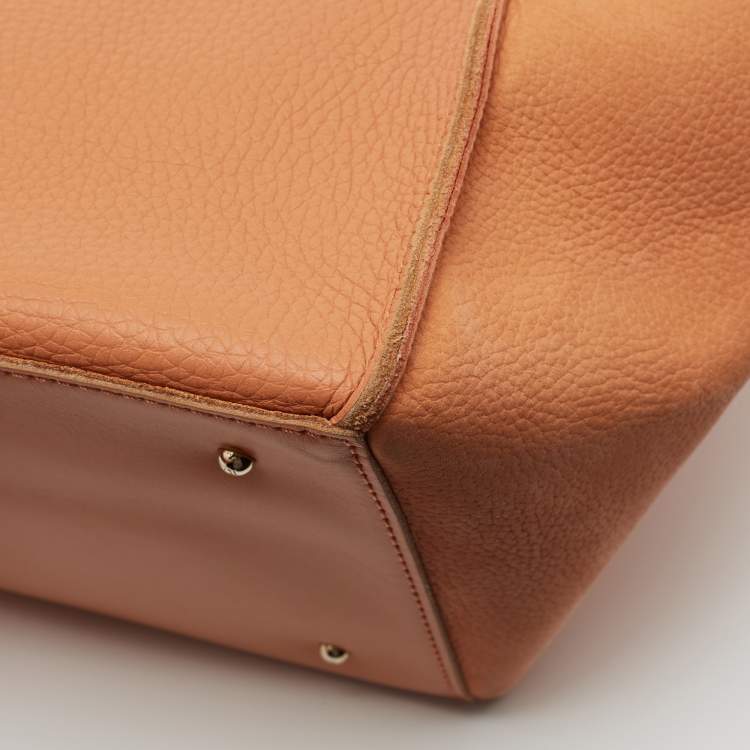 Pre Owned CH Carolina Herrera Orange Leather Vendome Tote