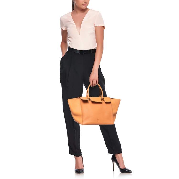 Pre Owned CH Carolina Herrera Orange Leather Vendome Tote