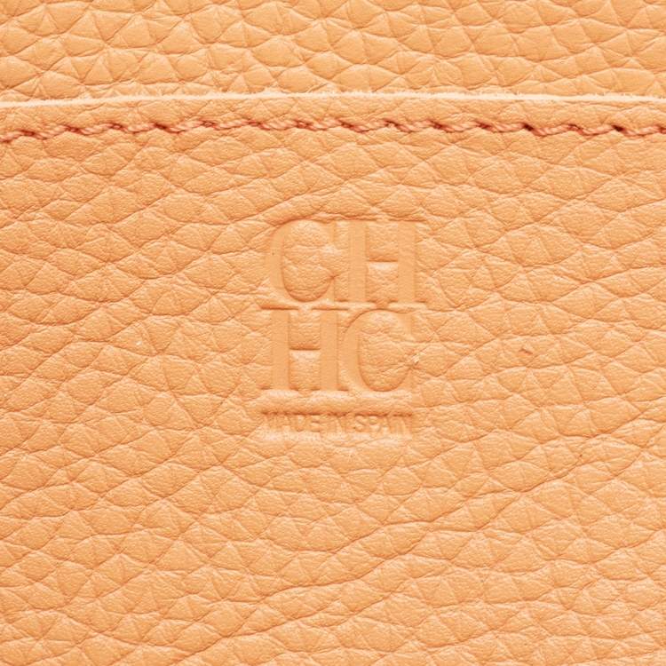 Pre Owned CH Carolina Herrera Orange Leather Vendome Tote