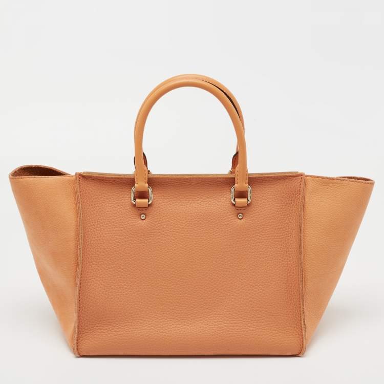 Pre Owned CH Carolina Herrera Orange Leather Vendome Tote