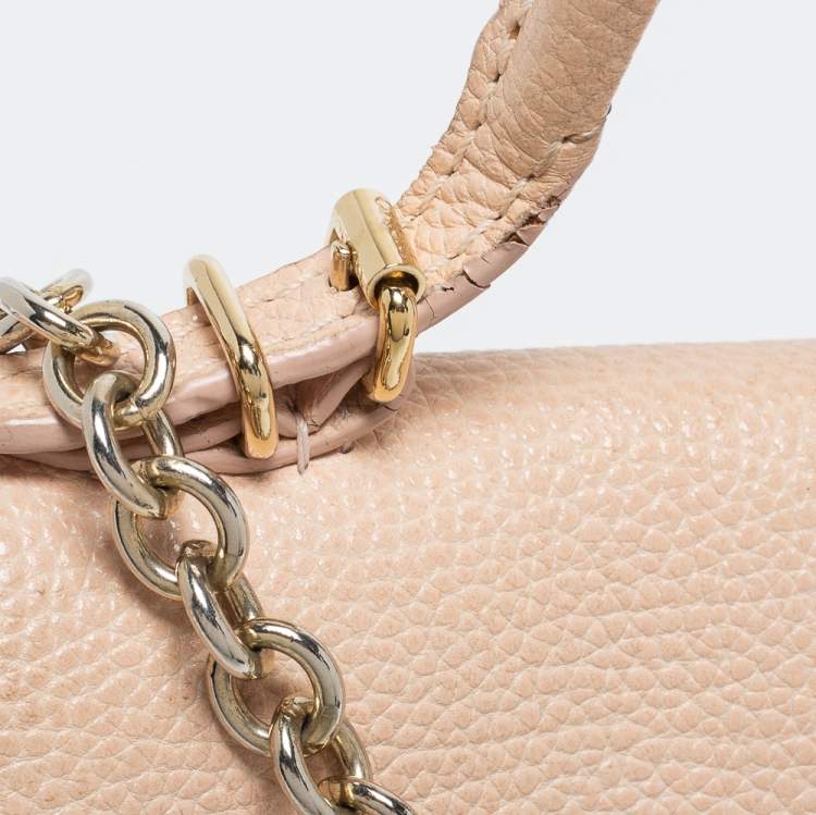 Pre Owned CH Carolina Herrera Pale Pink Leather Minuetto Top Handle Bag