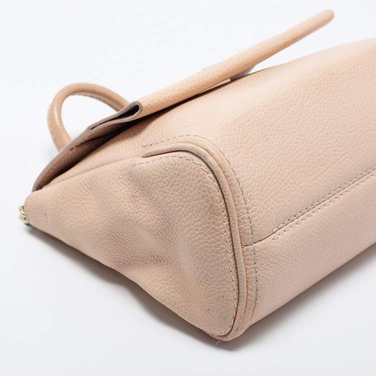 Pre Owned CH Carolina Herrera Pale Pink Leather Minuetto Top Handle Bag