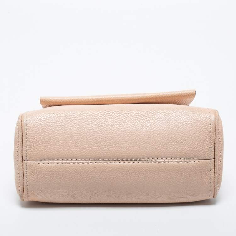 Pre Owned CH Carolina Herrera Pale Pink Leather Minuetto Top Handle Bag