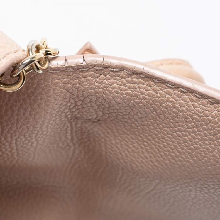 Pre Owned CH Carolina Herrera Pale Pink Leather Minuetto Top Handle Bag