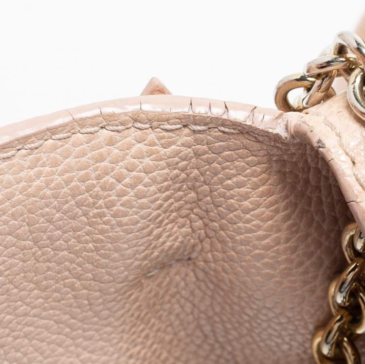 Pre Owned CH Carolina Herrera Pale Pink Leather Minuetto Top Handle Bag