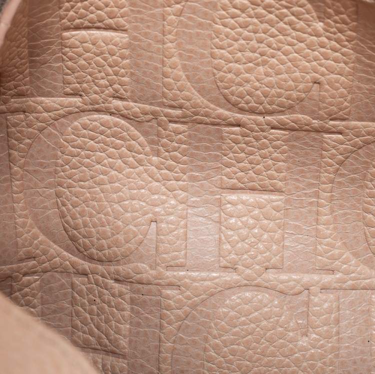 Pre Owned CH Carolina Herrera Pale Pink Leather Minuetto Top Handle Bag