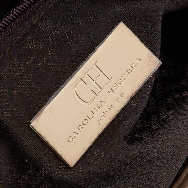 Pre Owned CH Carolina Herrera Beige Leather Chain Flap Shoulder Bag