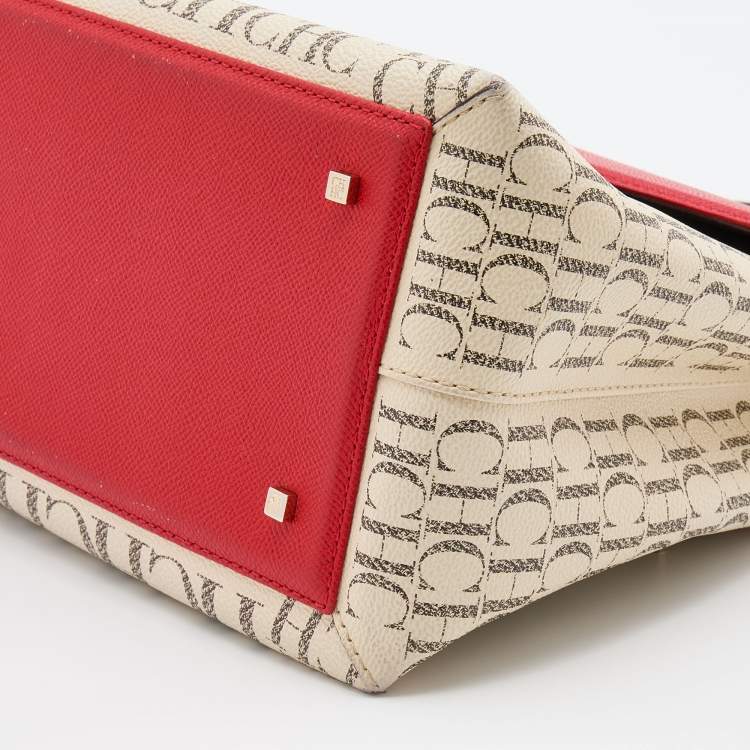 Pre Owned CH Carolina Herrera Multicolor Monogram Coated Canvas Top Handle Bag