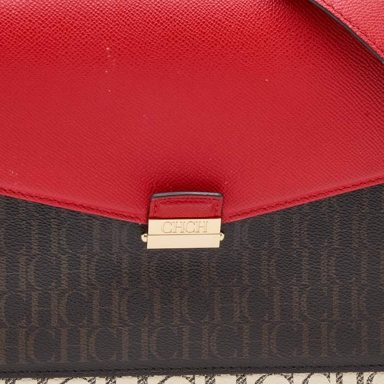 Pre Owned CH Carolina Herrera Multicolor Monogram Coated Canvas Top Handle Bag