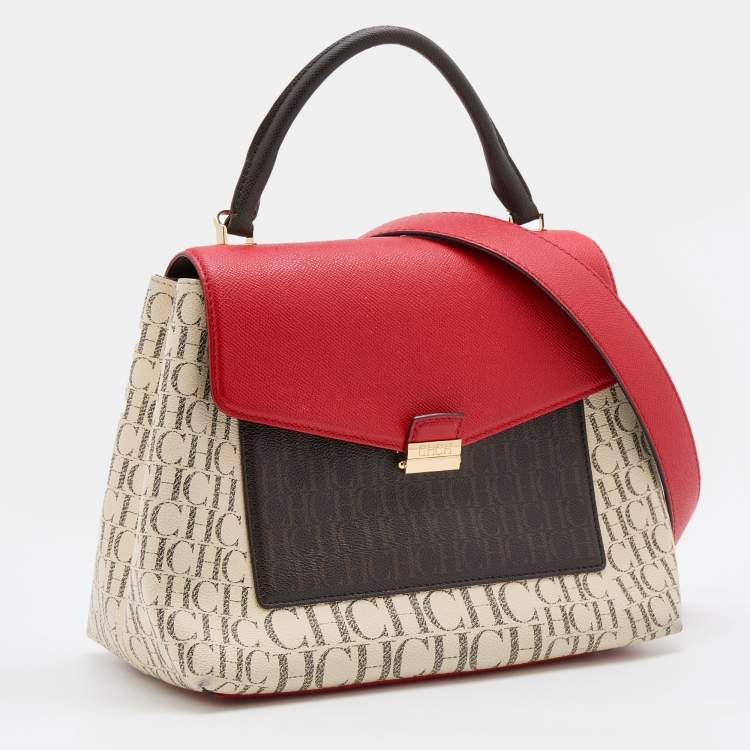 Pre Owned CH Carolina Herrera Multicolor Monogram Coated Canvas Top Handle Bag