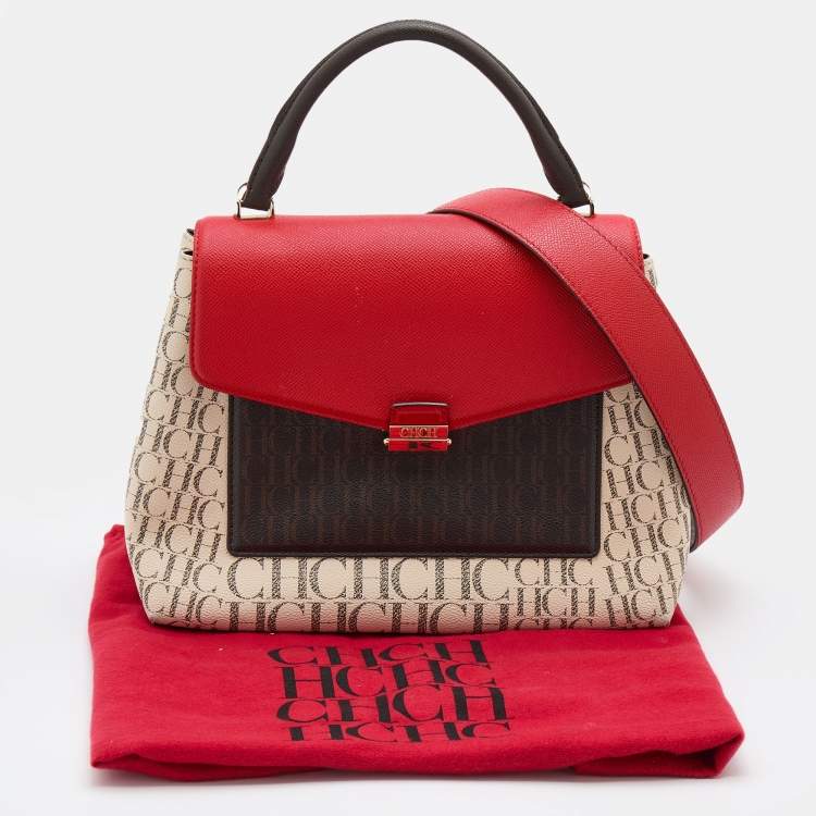 Pre Owned CH Carolina Herrera Multicolor Monogram Coated Canvas Top Handle Bag
