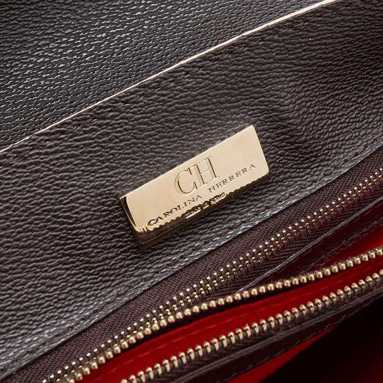 Pre Owned CH Carolina Herrera Multicolor Monogram Coated Canvas Top Handle Bag