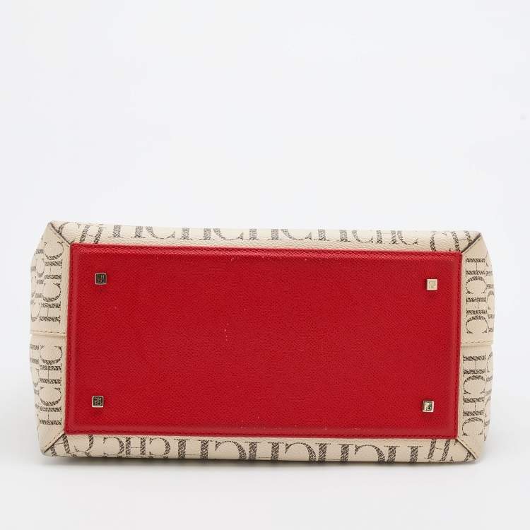 Pre Owned CH Carolina Herrera Multicolor Monogram Coated Canvas Top Handle Bag