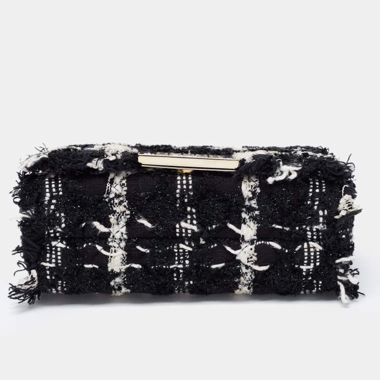 مملوكة مسبقًا CH Carolina Herrera Black/White Tweed Flap Shoulder Bag