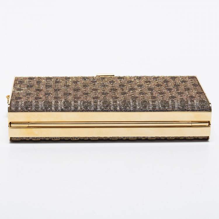 Pre Owned CH Carolina Herrera Silver/Gold Glitter Chain Clutch