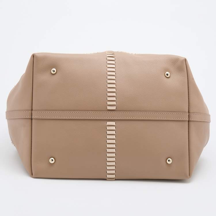 Pre Owned CH Carolina Herrera Taupe Leather Tote