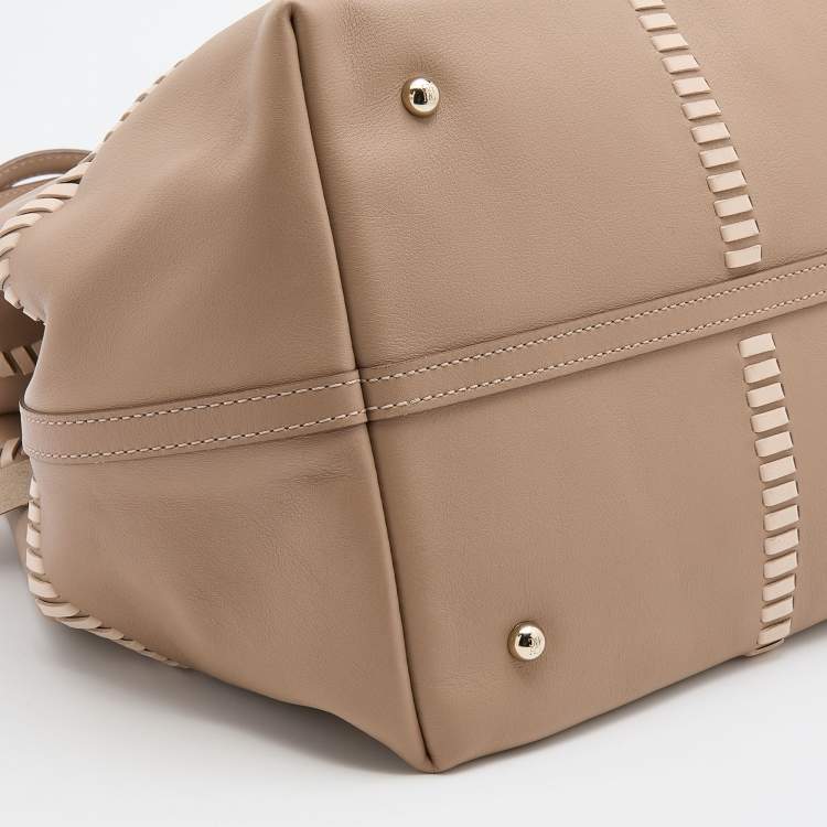Pre Owned CH Carolina Herrera Taupe Leather Tote