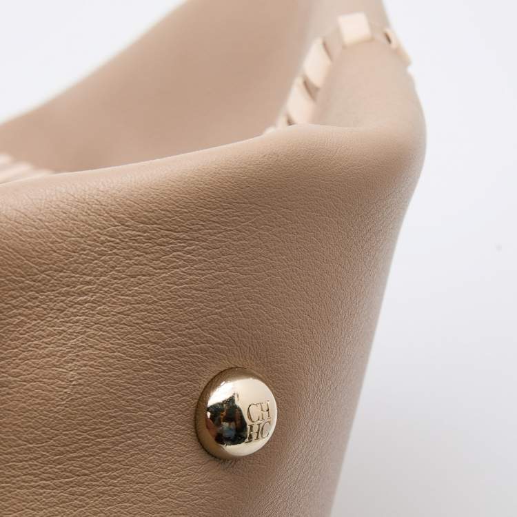 Pre Owned CH Carolina Herrera Taupe Leather Tote