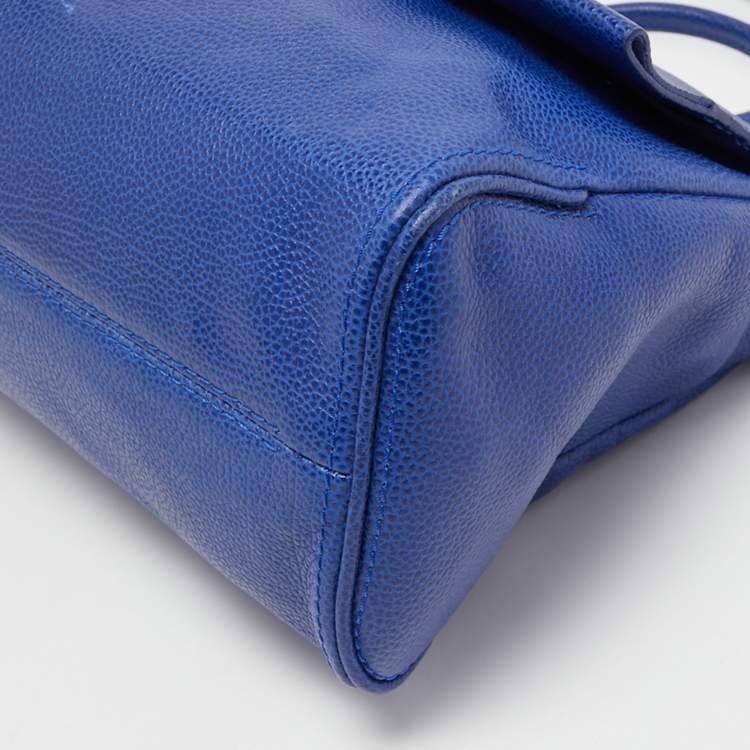 Pre Owned CH Carolina Herrera Blue Leather Minuetto Flap Top Handle Bag