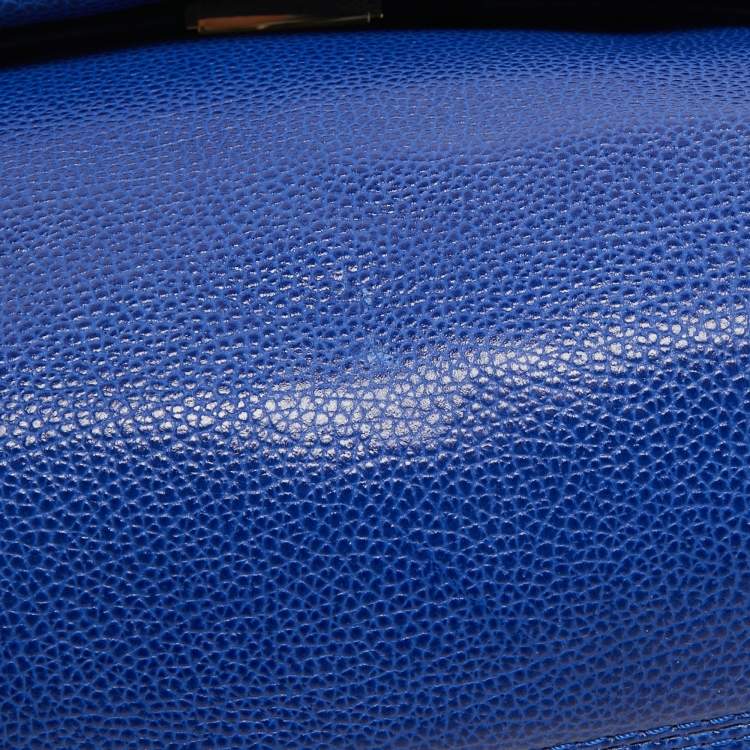 Pre Owned CH Carolina Herrera Blue Leather Minuetto Flap Top Handle Bag