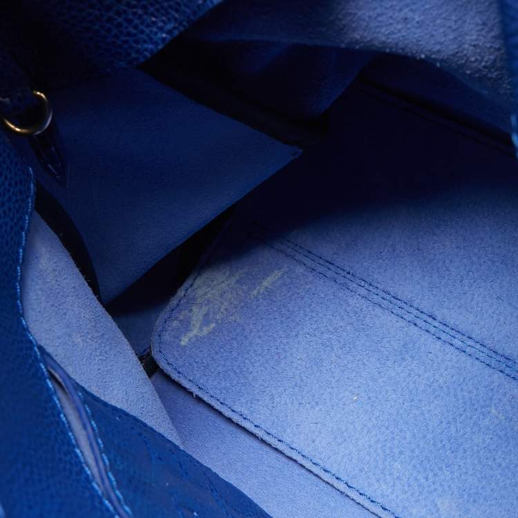 Pre Owned CH Carolina Herrera Blue Leather Minuetto Flap Top Handle Bag