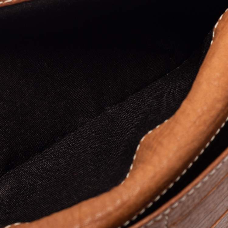 Pre Owned CH Carolina Herrera Brown Monogram Embossed Leather Flap Continental Wallet