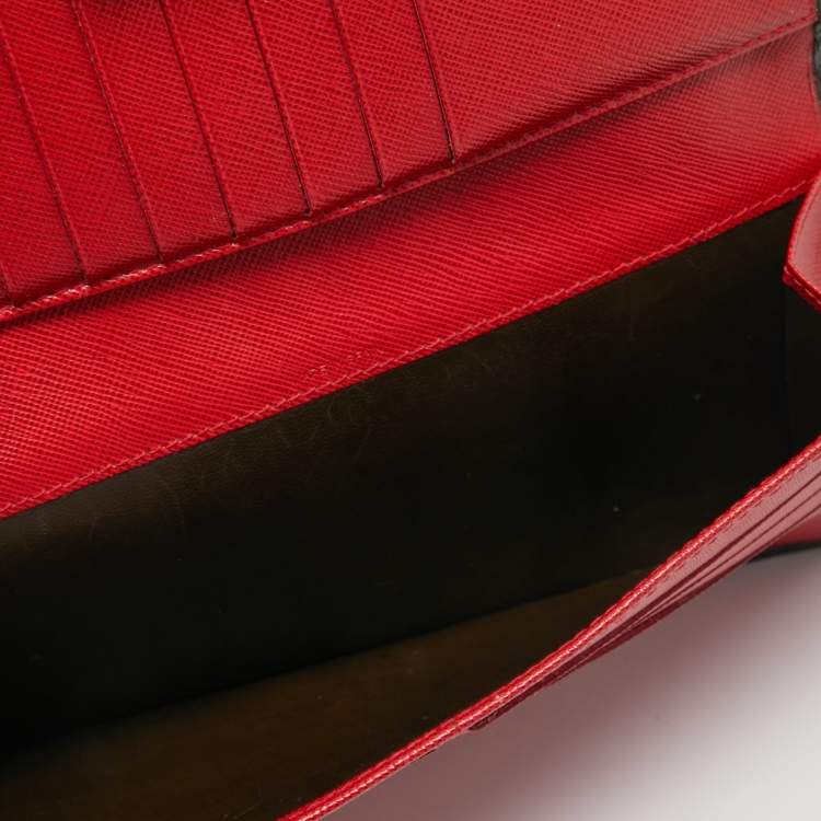 Pre Owned CH Carolina Herrera Black Monogram Leather Bifold Flap Wallet
