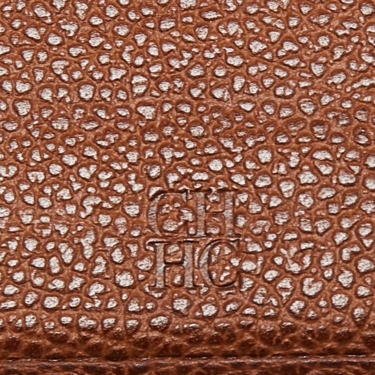 Pre Owned CH Carolina Herrera Brown Leather Continental Flap Wallet