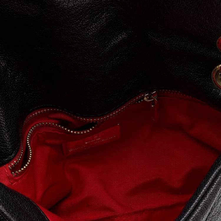 Pre Owned CH Carolina Herrera Black Quilted Leather Flap Chain Shoulder Bag