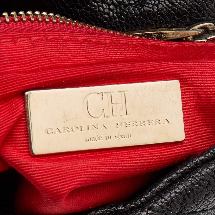 Pre Owned CH Carolina Herrera Black Quilted Leather Flap Chain Shoulder Bag