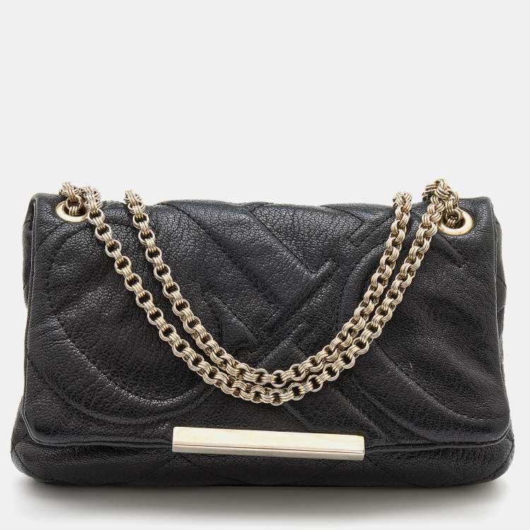 Pre Owned CH Carolina Herrera Black Quilted Leather Flap Chain Shoulder Bag