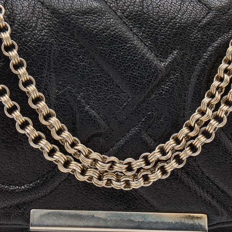 Pre Owned CH Carolina Herrera Black Quilted Leather Flap Chain Shoulder Bag