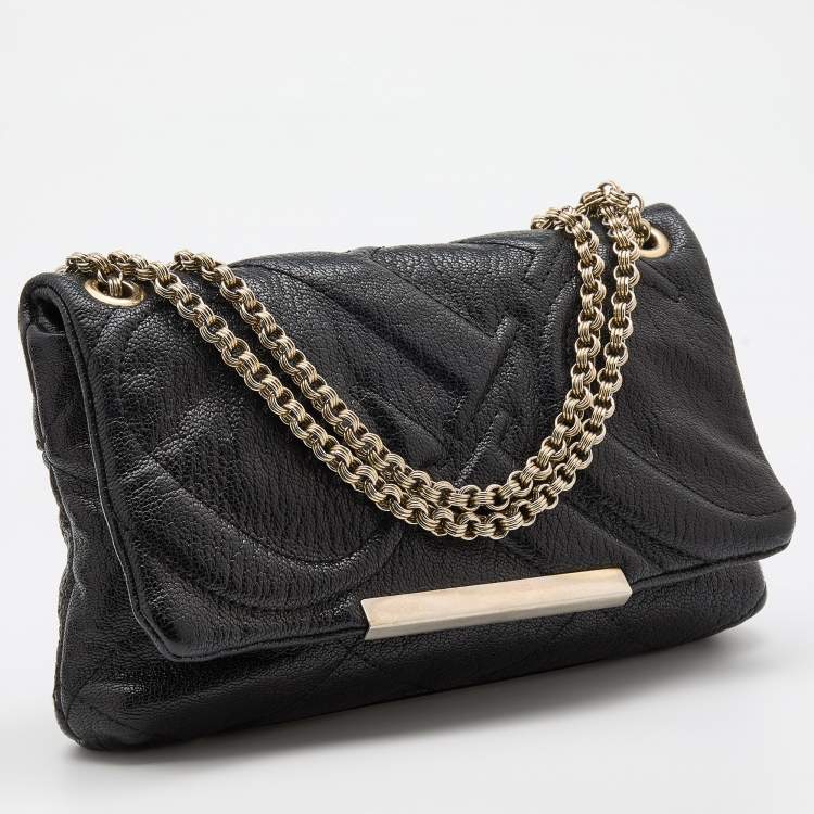 Pre Owned CH Carolina Herrera Black Quilted Leather Flap Chain Shoulder Bag