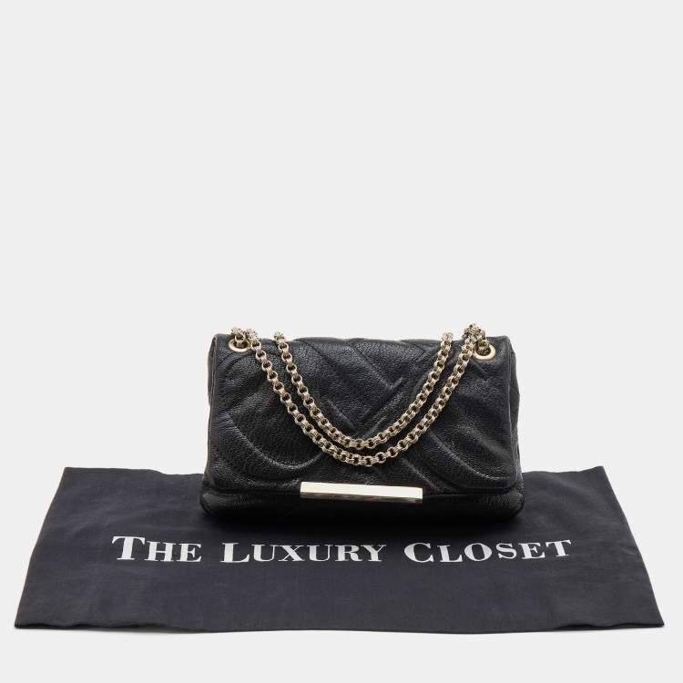 Pre Owned CH Carolina Herrera Black Quilted Leather Flap Chain Shoulder Bag