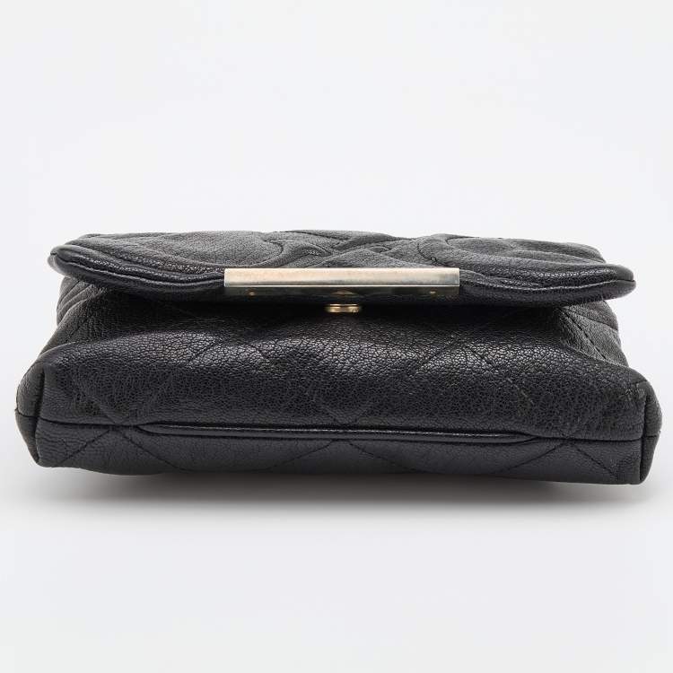 Pre Owned CH Carolina Herrera Black Quilted Leather Flap Chain Shoulder Bag