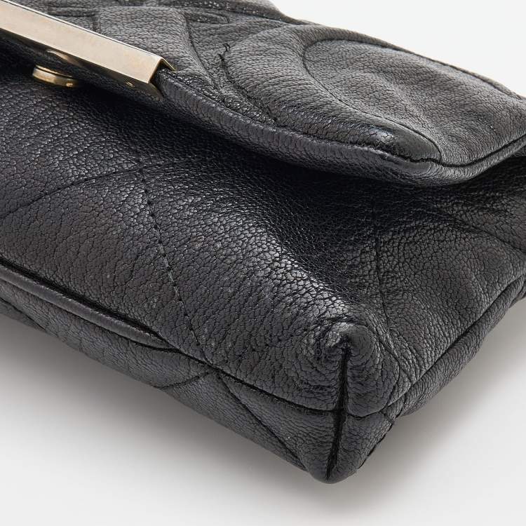Pre Owned CH Carolina Herrera Black Quilted Leather Flap Chain Shoulder Bag